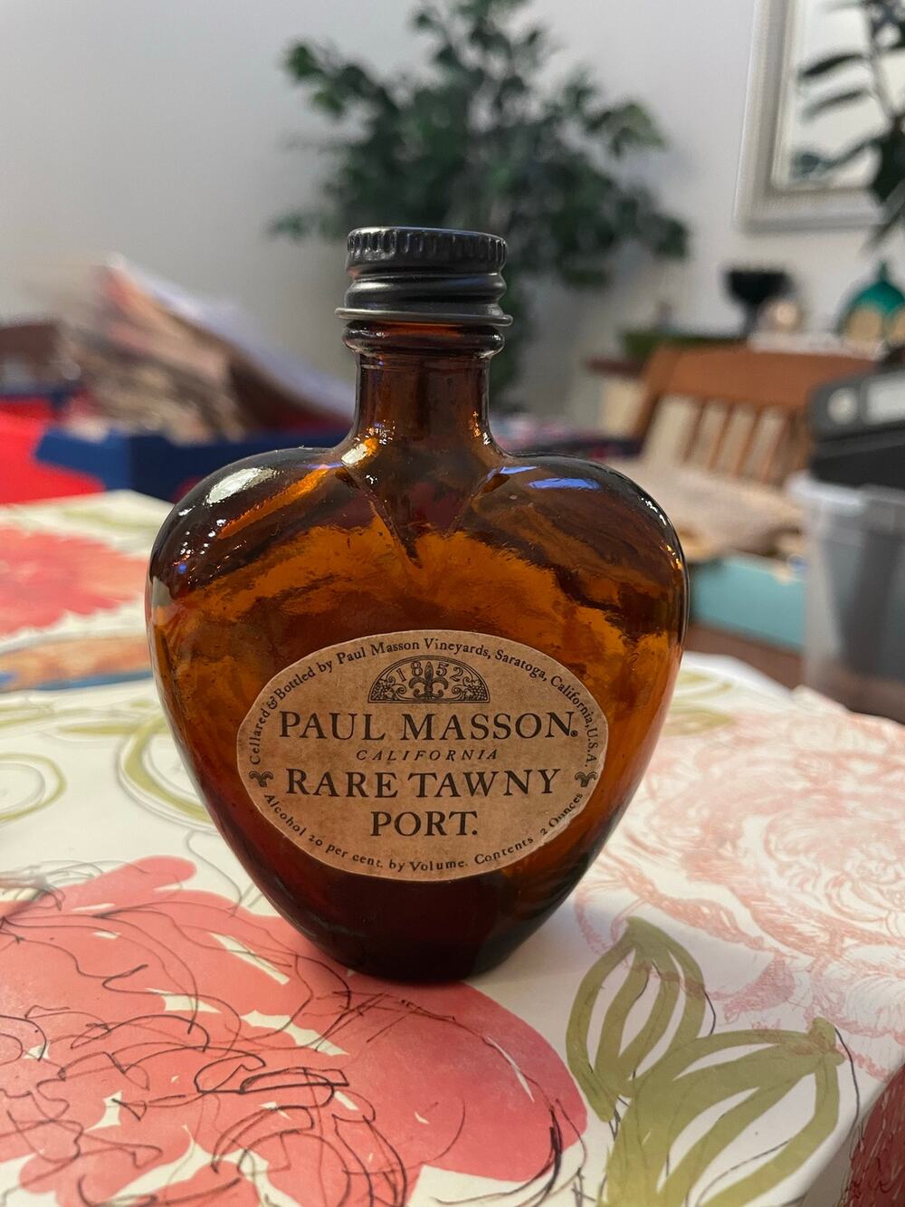 Vintage Paul Masson Rare Tawny Port Amber Mini Bottle 2 Oz Heart Shape